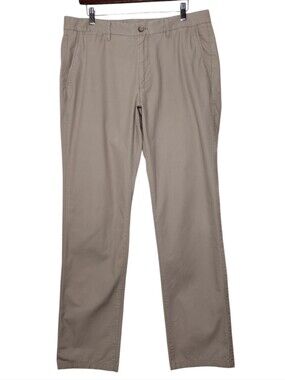 Bonobos Khaki Neutral Straight-Leg Slim Flat Front Chinos Sz 34/36